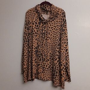 Lane Bryant size 4X(26/28) women's cowl neck sweater in brown and black. NWOT